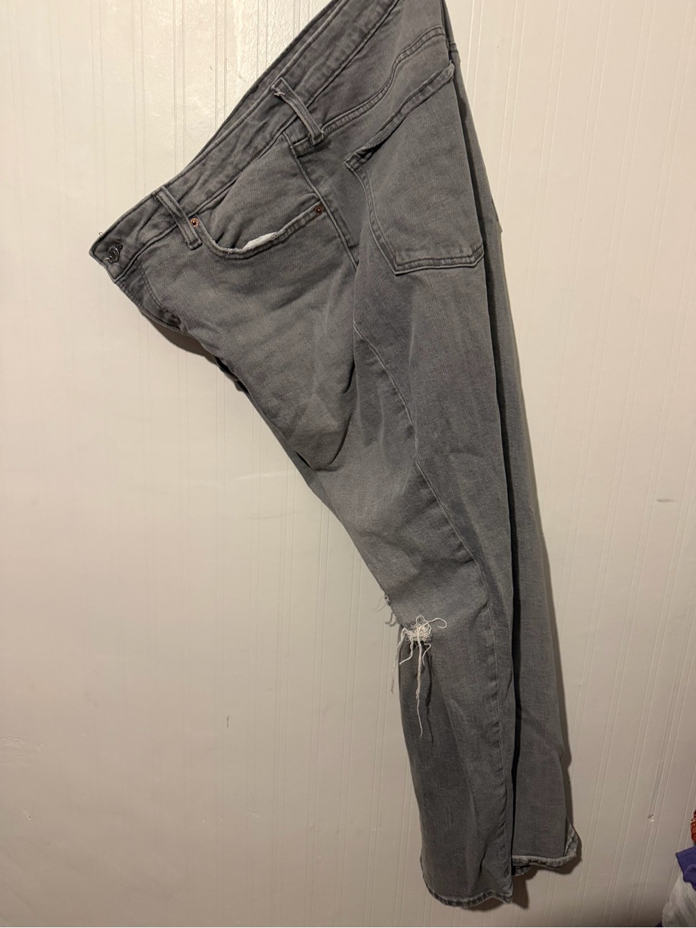 Grey Womens OG Loose Distressed Jeans 16